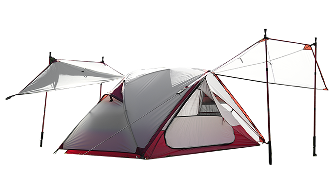 Легкая походная палатка с навесами спереди и сзади
